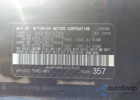 2018 Mitsubishi Outlander Sport 2.4 Se from USA, damaged, VIN JA4AP3AW8JU024233